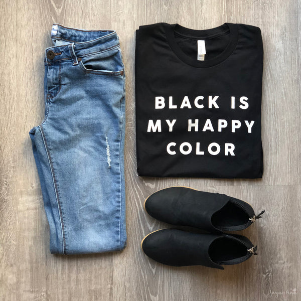 Black is My Happy Color Graphic Tee