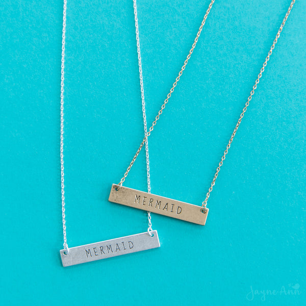 Mermaid Stamped Bar Necklace