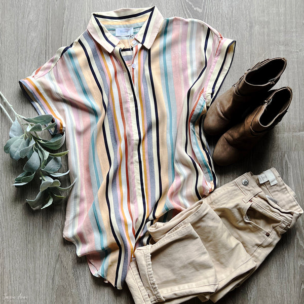 Striped Button Up Blouse